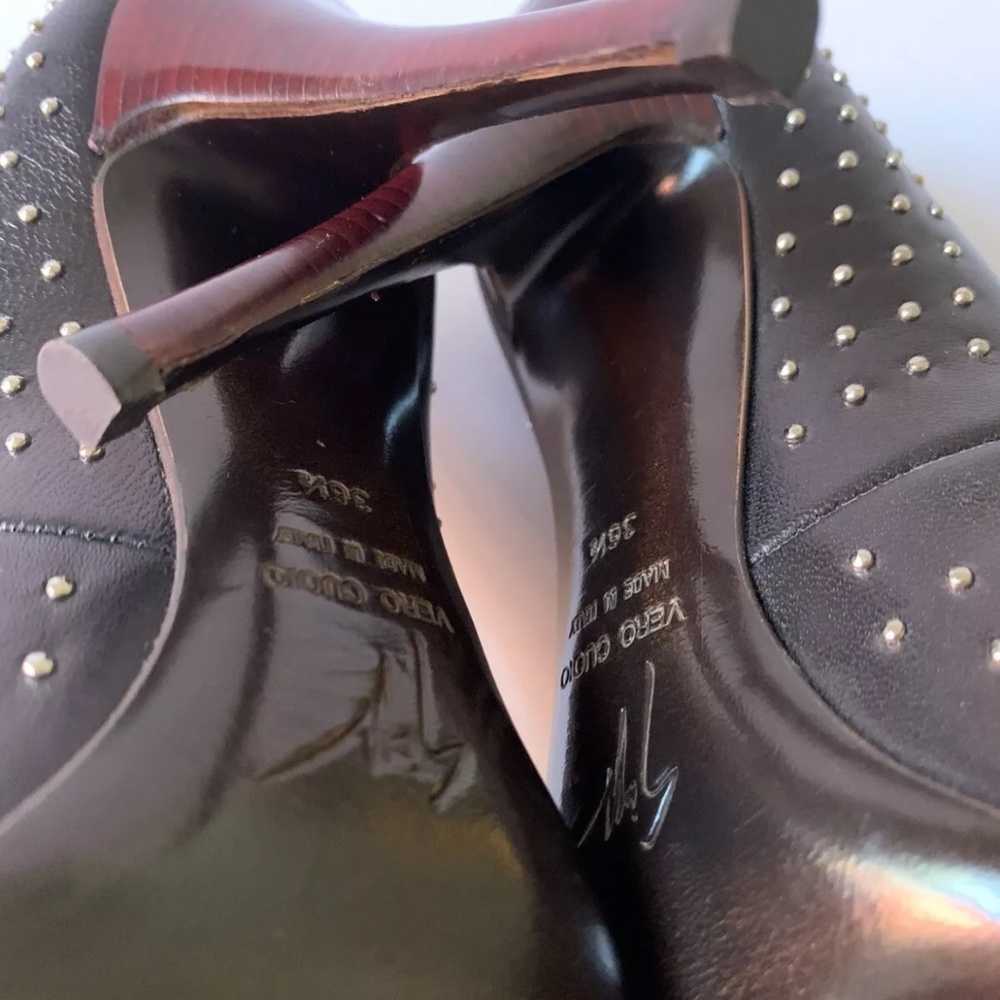 Giuseppe Zanotti Black Studded Peep Toe Heels 6.5 - Picture 7 of 8